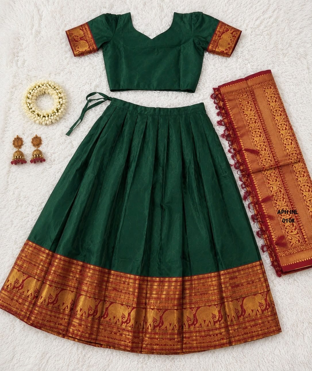 Heavy Lichi Silk Zari Border Lehenga